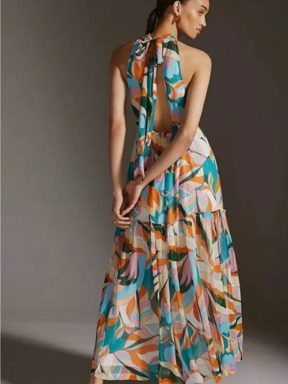 Anthropology Maeve Tierd Keyhole Maxi Dress
